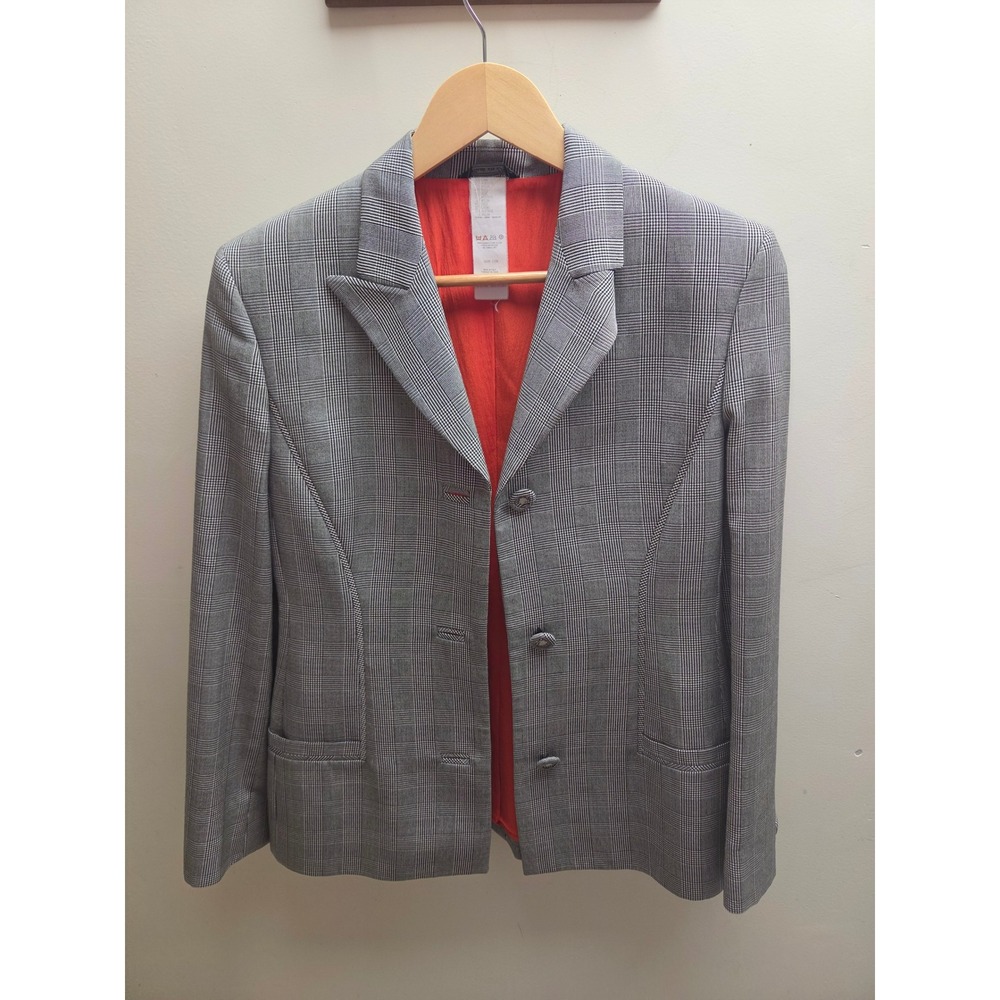 Gianni Versace Couture Vintage Grey Glen Plaid‎ Medusa Button Blazer IT 40